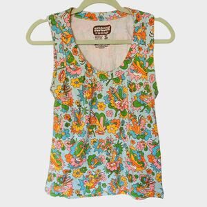 Women's Bedroom Big Bud Press Butterfly Bash Tank Top XL Blue Green Yellow Pink